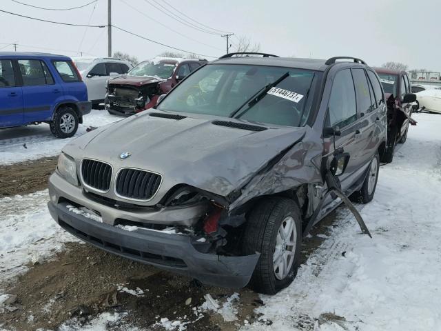 5UXFA13595LY09084 - 2005 BMW X5 3.0I GRAY photo 2