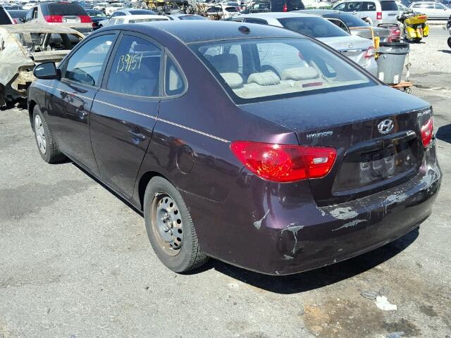 KMHDU46D48U422540 - 2008 HYUNDAI ELANTRA GL PURPLE photo 3