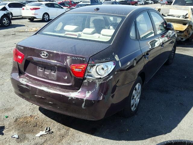 KMHDU46D48U422540 - 2008 HYUNDAI ELANTRA GL PURPLE photo 4