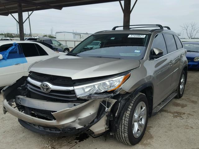 5TDDKRFH4ES034315 - 2014 TOYOTA HIGHLANDER BROWN photo 2