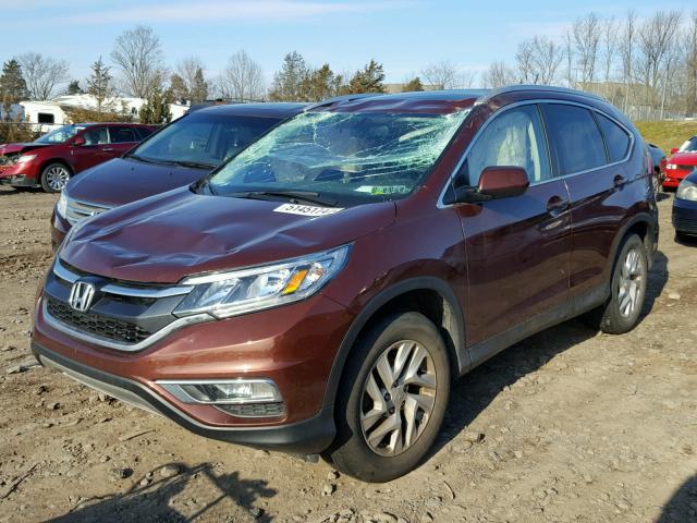 2HKRM4H71FH616452 - 2015 HONDA CR-V EXL MAROON photo 2