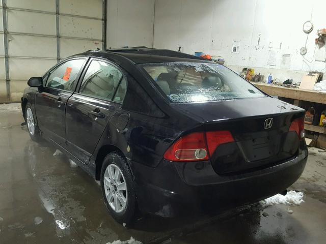 1HGFA16868L002292 - 2008 HONDA CIVIC EX შავი ფოტო 3