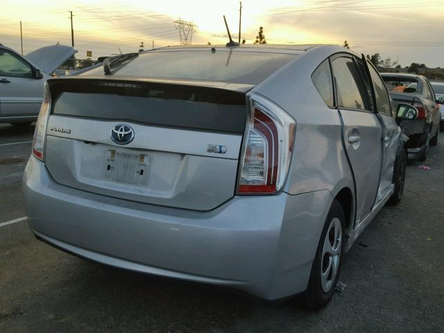 JTDKN3DU7D5651417 - 2013 TOYOTA PRIUS SILVER photo 4