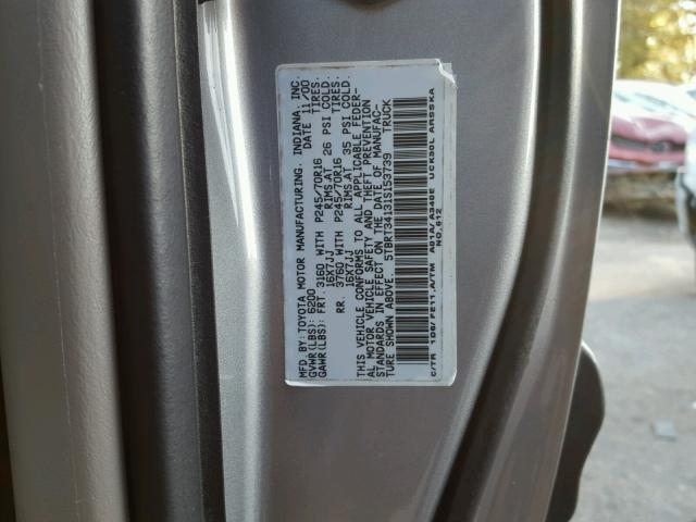 5TBRT34131S153739 - 2001 TOYOTA TUNDRA ACC SILVER photo 10