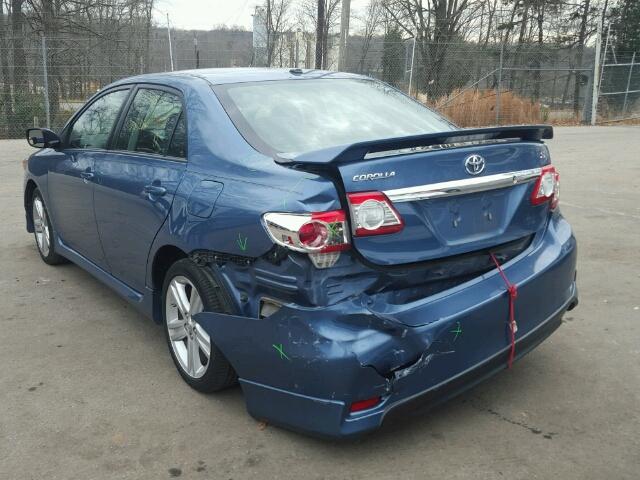 5YFBU4EE4DP138256 - 2013 TOYOTA COROLLA BA BLUE photo 3