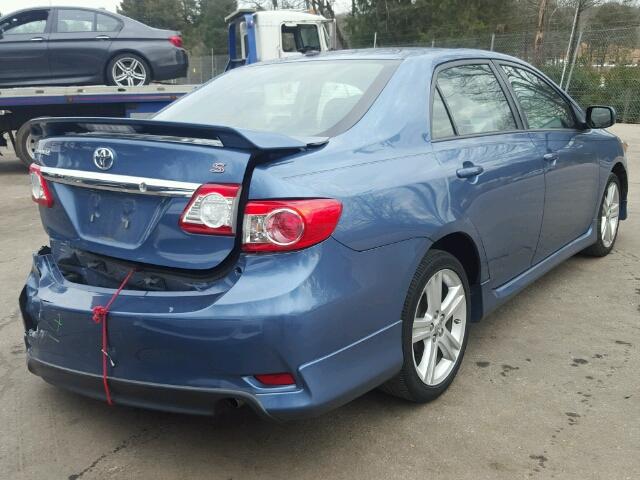 5YFBU4EE4DP138256 - 2013 TOYOTA COROLLA BA BLUE photo 4