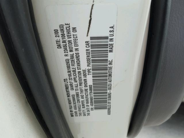 4S3BH6651Y7648683 - 2000 SUBARU LEGACY OUT WHITE photo 10