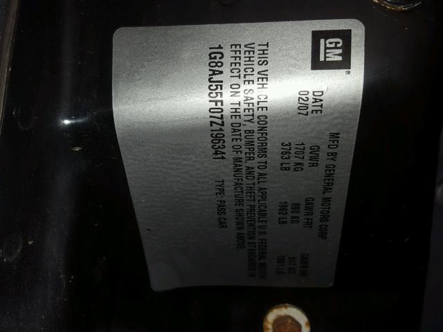 1G8AJ55F07Z196341 - 2007 SATURN ION LEVEL SILVER photo 10