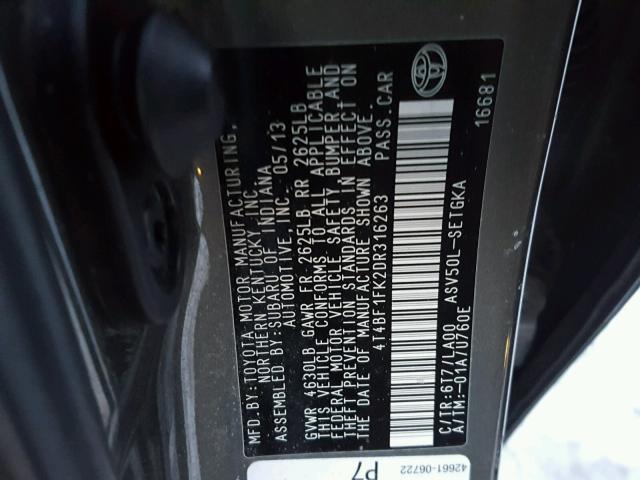 4T4BF1FK2DR316263 - 2013 TOYOTA CAMRY L GRAY photo 10