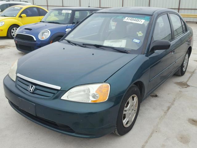 2HGES16531H546556 - 2001 HONDA CIVIC LX GREEN photo 2