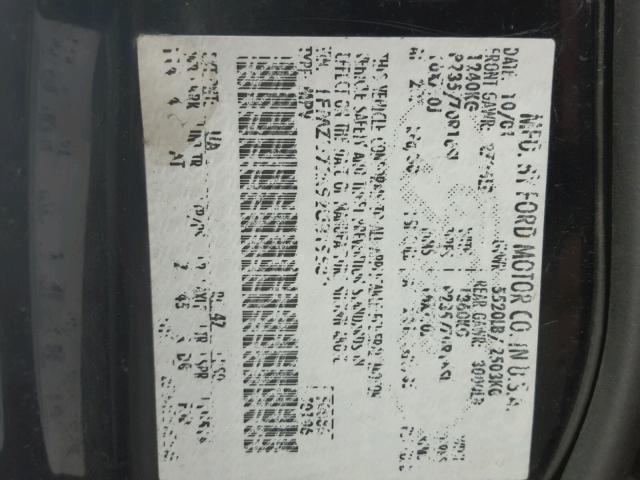 1FMZU72E92UB19539 - 2002 FORD EXPLORER X BLACK photo 10