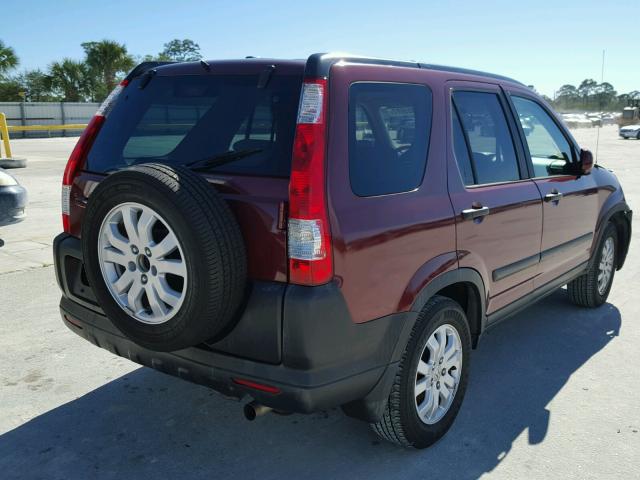 JHLRD68876C012309 - 2006 HONDA CR-V EX RED photo 4