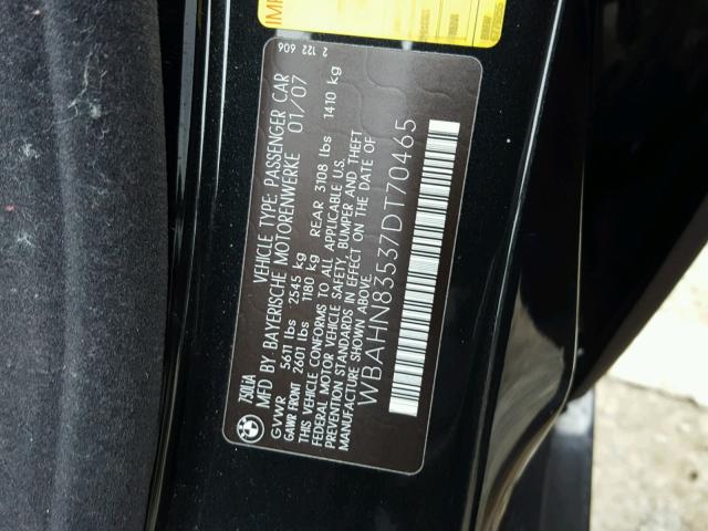 WBAHN83537DT70465 - 2007 BMW 750 BLACK photo 10