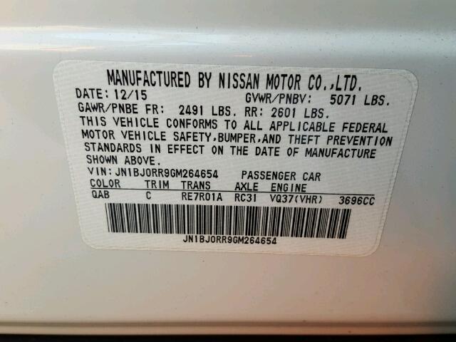 JN1BJ0RR9GM264654 - 2016 INFINITI QX50 WHITE photo 10