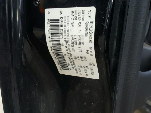 3C4FY48B14T357776 - 2004 CHRYSLER PT CRUISER BLACK photo 10