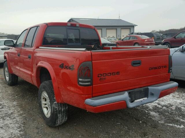 1D7HG38N64S549475 - 2004 DODGE DAKOTA QUA RED photo 3