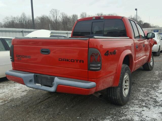 1D7HG38N64S549475 - 2004 DODGE DAKOTA QUA RED photo 4