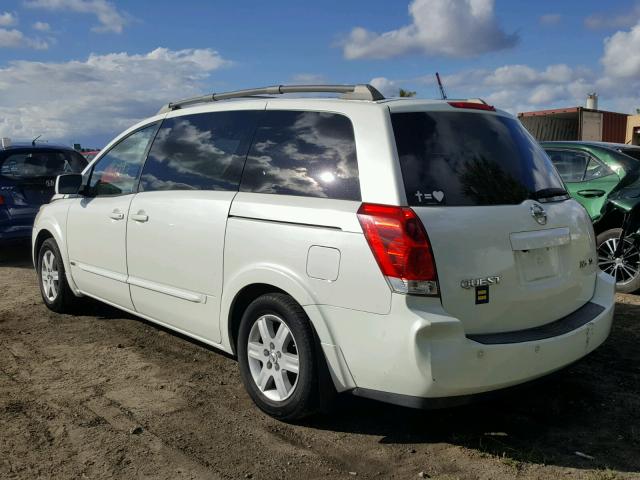 5N1BV28U86N104045 - 2006 NISSAN QUEST S WHITE photo 3