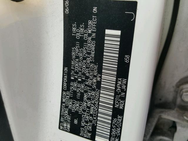 JTLKT324564096862 - 2006 TOYOTA SCION XB WHITE photo 10