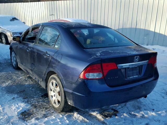 2HGFA16589H527598 - 2009 HONDA CIVIC LX BLUE photo 3