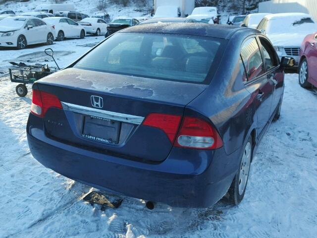 2HGFA16589H527598 - 2009 HONDA CIVIC LX BLUE photo 4