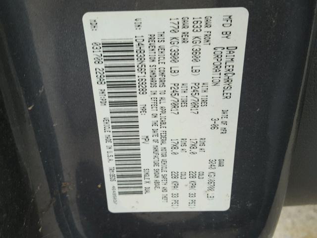 1D4HB38N56F169289 - 2006 DODGE DURANGO SX GRAY photo 10