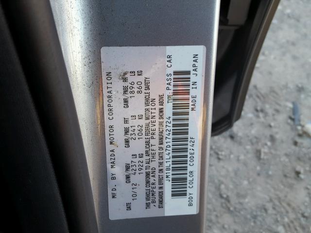 JM1BL1L47D1742724 - 2013 MAZDA SPEED 3 GRAY photo 10