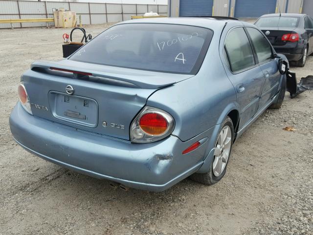 JN1DA31A72T306320 - 2002 NISSAN MAXIMA GLE BLUE photo 4