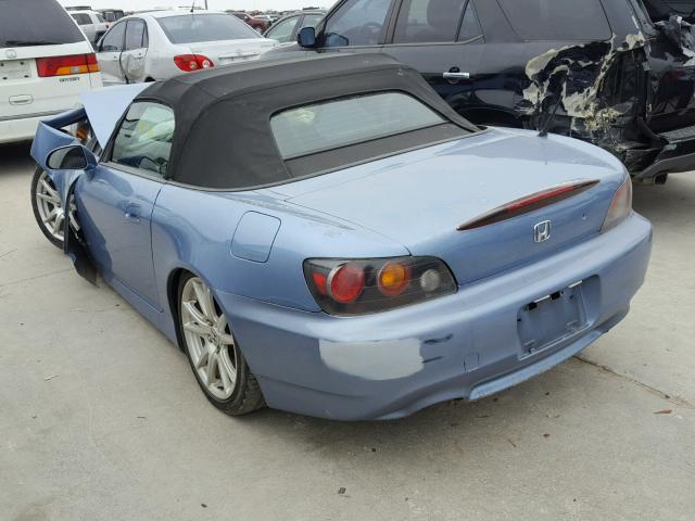 JHMAP21495S003213 - 2005 HONDA S2000 BLUE photo 3