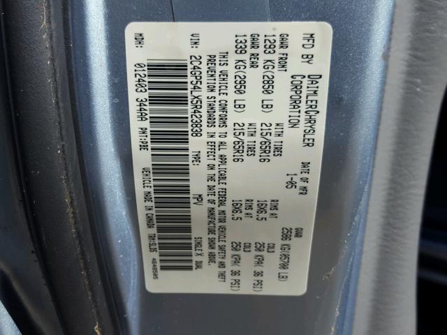 2C4GP54LX5R423838 - 2005 CHRYSLER TOWN & COU Mavi foto 10