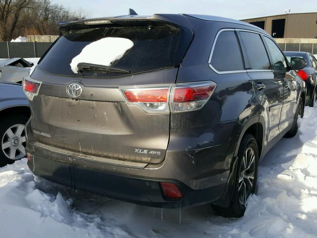 5TDJKRFH9GS238100 - 2016 TOYOTA HIGHLANDER GRAY photo 4