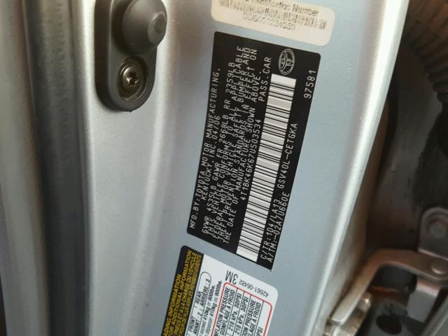 4T1BK46K67U503534 - 2007 TOYOTA CAMRY NEW SILVER photo 10