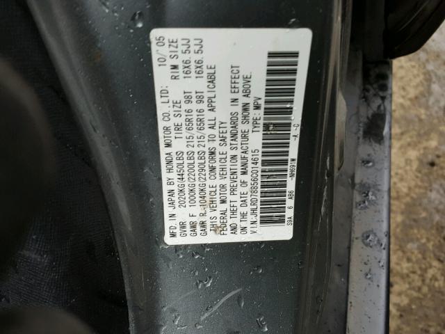 JHLRD78856C014615 - 2006 HONDA CR-V EX GRAY photo 10