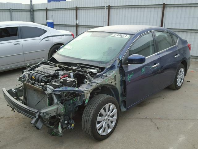 3N1AB7AP7GY329672 - 2016 NISSAN SENTRA S BLUE photo 2