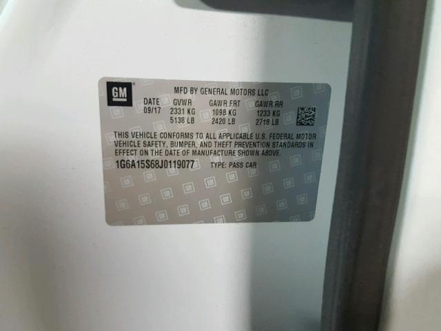 1G6A15S68J0119077 - 2018 CADILLAC CTS-V BLUE photo 10