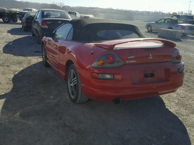 4A3AE75H13E209538 - 2003 MITSUBISHI ECLIPSE SP RED photo 3