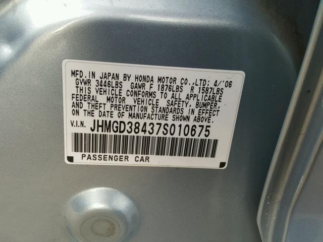 JHMGD38437S010675 - 2007 HONDA FIT Mavi foto 10