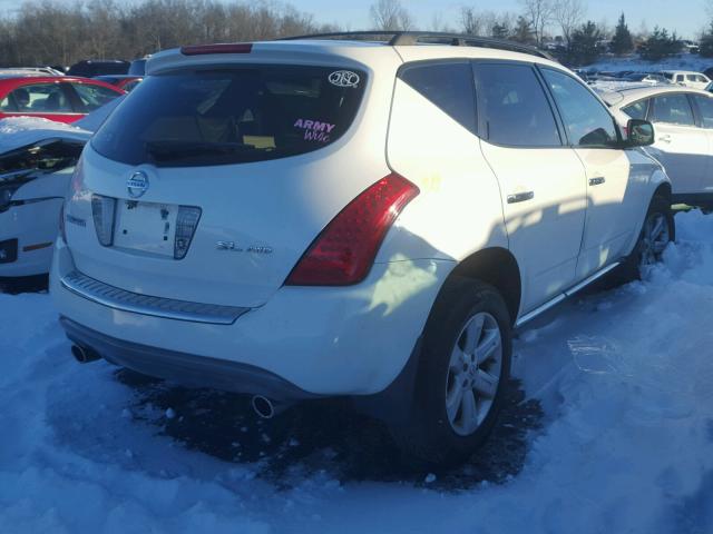 JN8AZ08W47W662288 - 2007 NISSAN MURANO SL WHITE photo 4