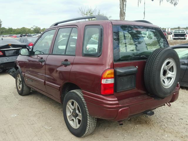 2CNBJ13C426940230 - 2002 CHEVROLET TRACKER BURGUNDY photo 3