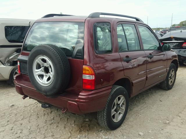 2CNBJ13C426940230 - 2002 CHEVROLET TRACKER BURGUNDY photo 4