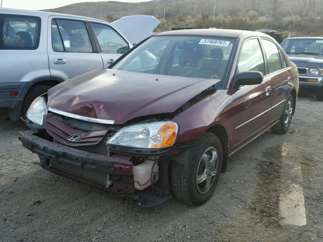 2HGES15503H543229 - 2003 HONDA CIVIC LX MAROON photo 2