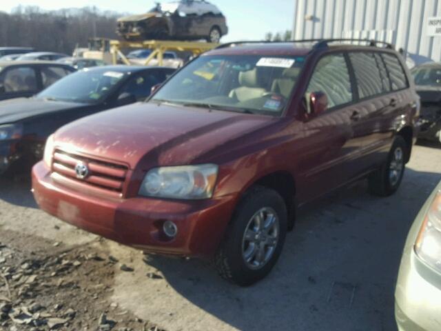 JTEEP21A840001421 - 2004 TOYOTA HIGHLANDER MAROON photo 2