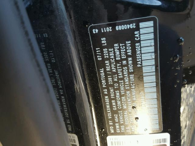 WVWBW7AH5CV008817 - 2012 VOLKSWAGEN EOS KOMFOR შავი ფოტო 10