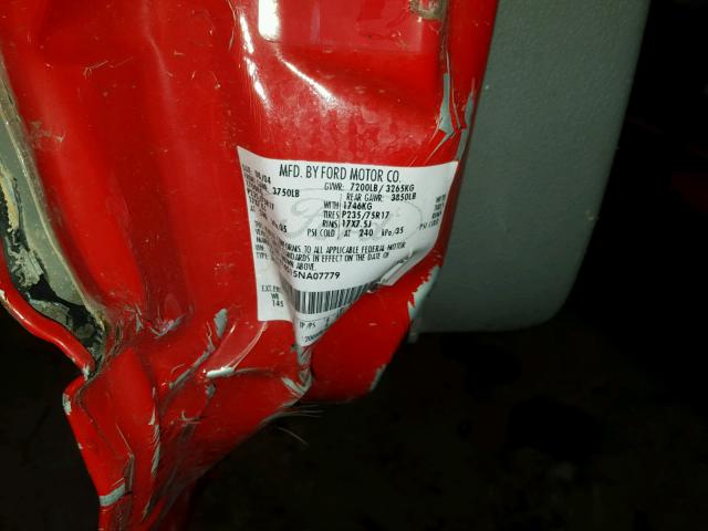 1FTPX14515NA07779 - 2005 FORD F150 RED photo 10