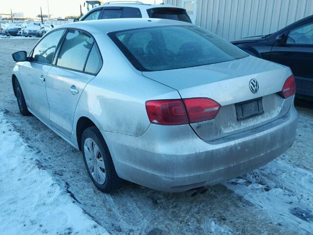 3VW2K7AJ8CM329336 - 2012 VOLKSWAGEN JETTA BASE SILVER photo 3