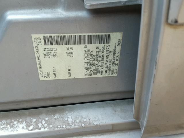 1N4AL2AP9AN495375 - 2010 NISSAN ALTIMA BAS SILVER photo 10