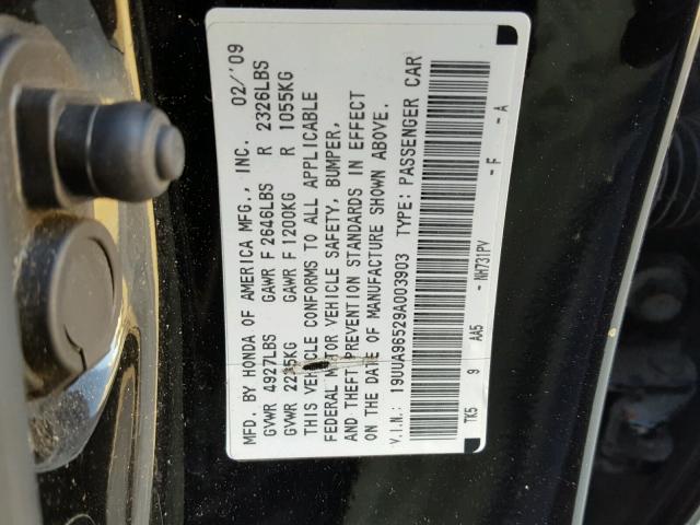 19UUA96529A003903 - 2009 ACURA TL BLACK photo 10