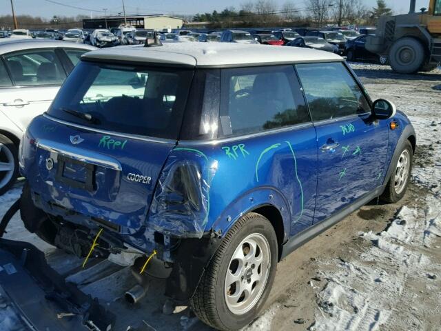 WMWSU3C5XCT540137 - 2012 MINI COOPER BLUE photo 4