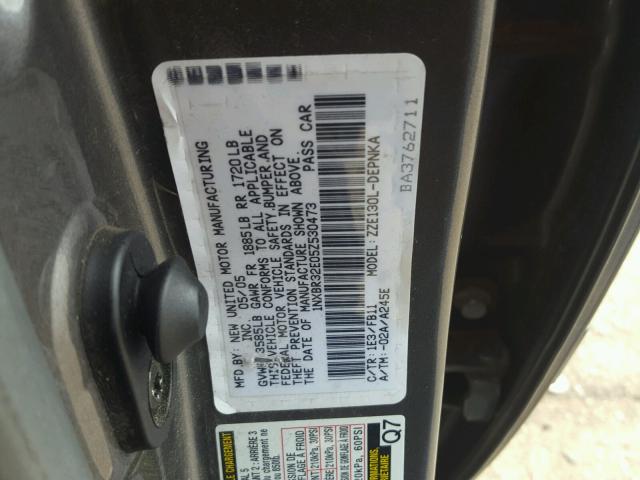 1NXBR32E05Z530473 - 2005 TOYOTA COROLLA CE GRAY photo 10