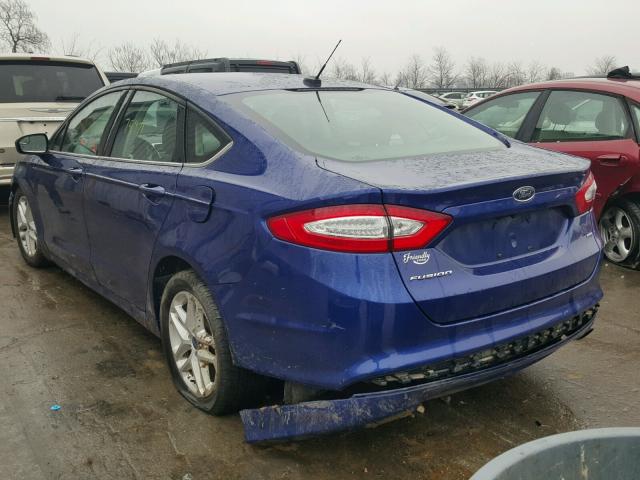 3FA6P0H74GR235010 - 2016 FORD FUSION SE BLUE photo 3